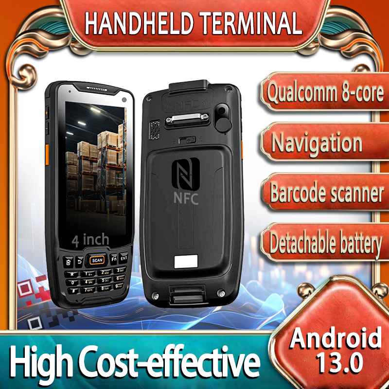 Android 13 Octa-Core 4 Inch AGPS 4300mAh IP65 OTG NFC 2D Barcode Keypad Rugged Handheld PDAs